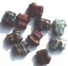 10 15mm Topaz and Grey Satin Tortoise Frog Beads